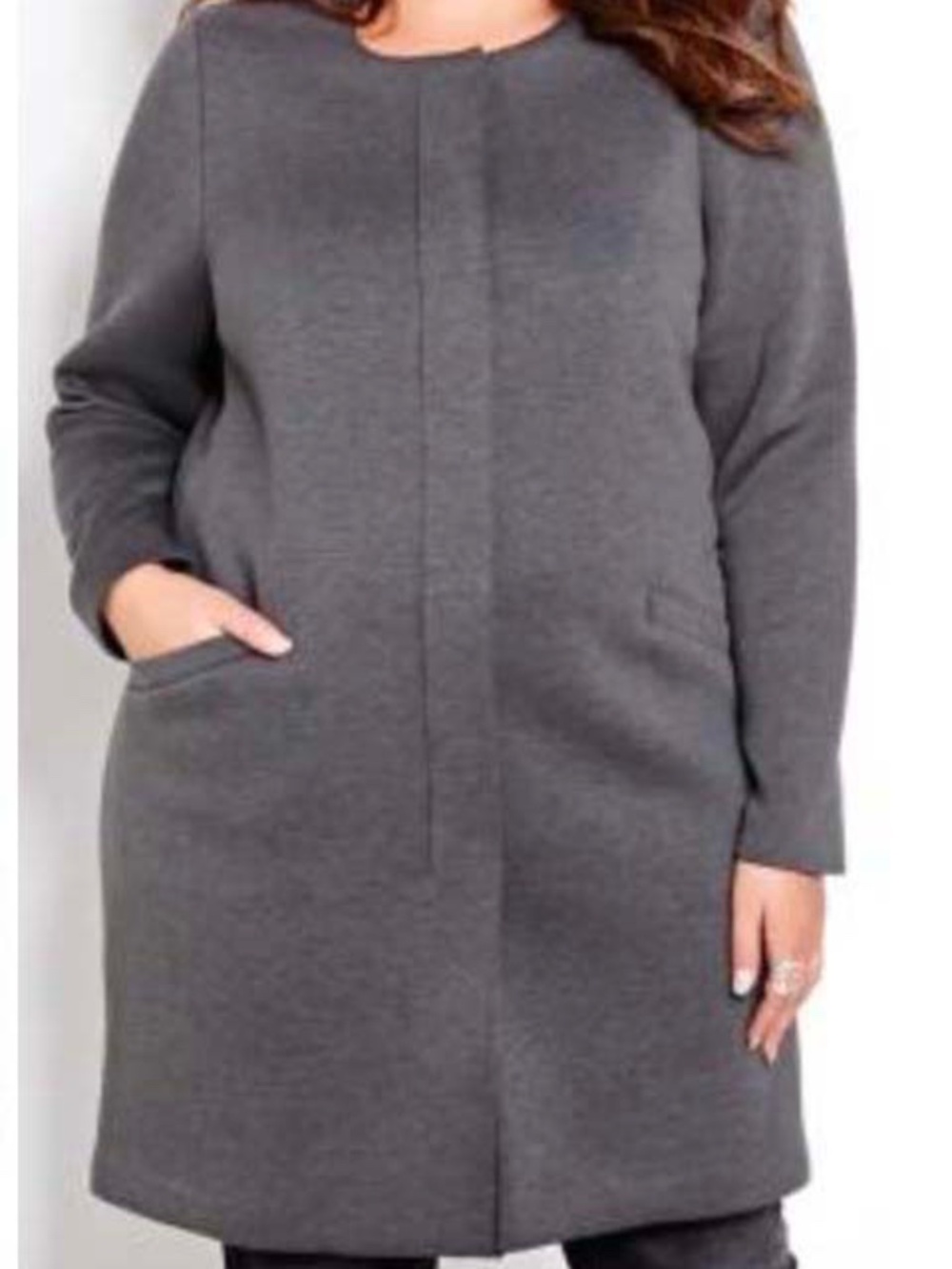 COAT, BONDED PDR, DARK GREY MIX, SIZE 4X, HIDDEN ZIP & SNAPS, SLIT POCKETS, CREW